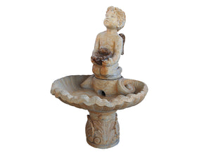 Cherub with Bowl Cast Stone Fountain