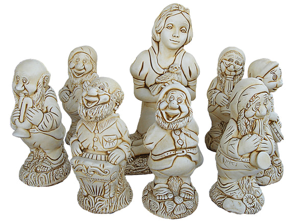 Snow White and Seven Dwarves Concrete Statue Set