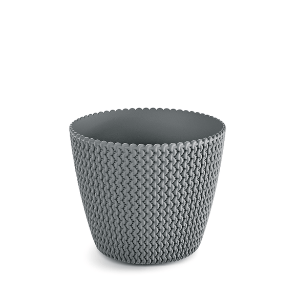 Splofy Weave Designed Plastic Plant Pot Stone Grey DSP400