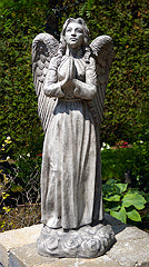 Standing Angel Cast Stone Garden Statue Trevia Greystone Finish 94cm Height