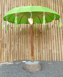 Java umbrella lime green metal coins and gold leaves 100cm diameter TSCH 100BGLG