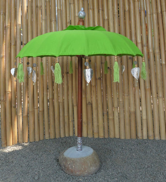 Java umbrella lime green with metal coins and gold leaves 100cm diameter TSCH 02 100BGLG