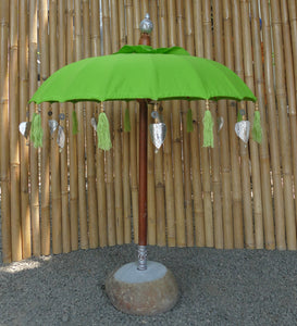 Java umbrella lime green with metal coins and silver leaves 100cm diameter TSCH 0100BGLG