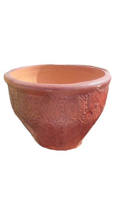Camla Terracotta Leaves Patterned Urn Pot 50cm Height
