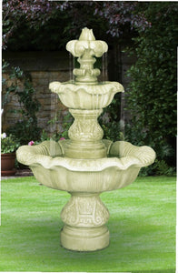 Two Tier Renaissance Fountain Cast Stone Garden Water Feature Pompeii Ash Finish