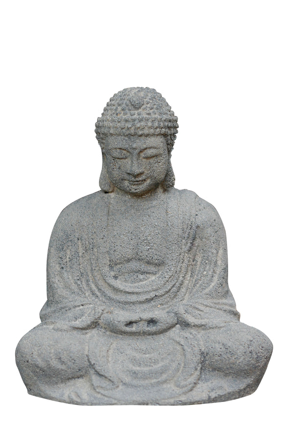 Japanese Sitting Buddha Casted Lavastone 14cm Height