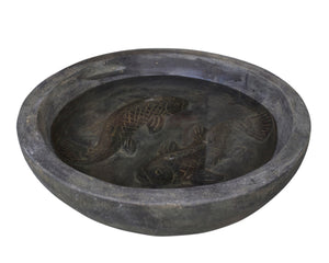 Water Bowl With Two Fish Cast Stone 50cm Diameter P BOWL2FISH