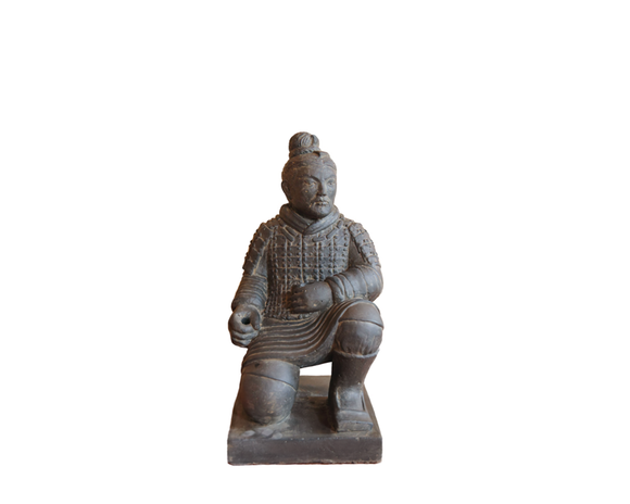 Chinese Warrior Kneeling Statue Cast Stone 50cm Height P CHWKN 050AF
