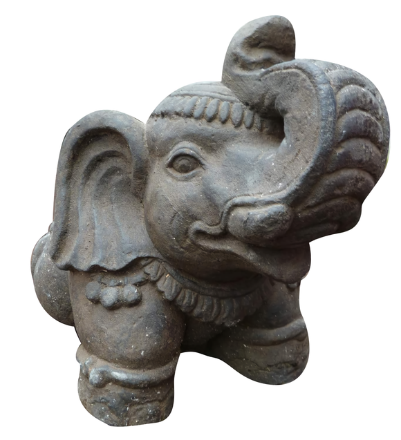 Elephant With Raised Trunk Statue Cast Stone 30cm Length P ELEPH01 030AF