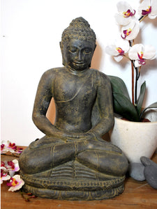 Indian Sitting Buddha Statue Antique Finish 45cm Height