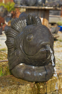 Fish on base spout cast stone 50cm PL WGFISH02 065AF