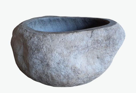 Water Pot Round Riverstone Polished Inside And Outside 60cm Diameter 40cm Height P RS POTX 060x060x040NA