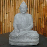 Seated buddha bhumispharsha touching earth natural riverstone statue 60cm height 