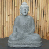 Seated buddha bhumispharsha touching earth natural riverstone statue 80cm height 