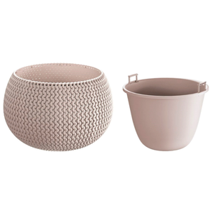 Splofy Weave Pattern Plastic Bowl Pot Mocha DKSP480